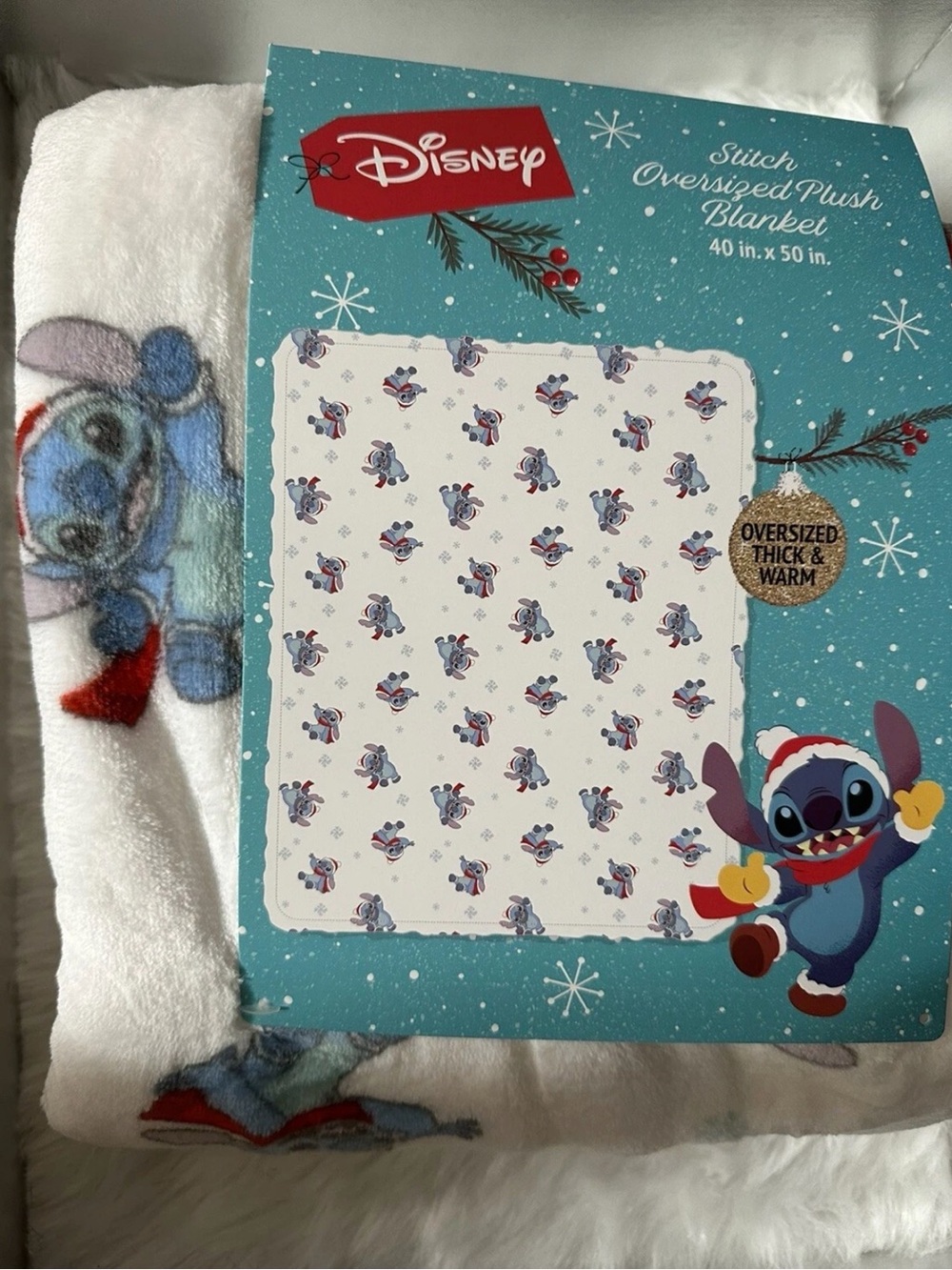 Disney stitch Christmas blanket nwt.